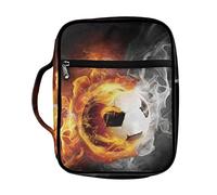 Coldinair Housse de protection pour la Bible avec imprimé flamme de feu de football pour hommes, adolescents, enfants, garçons, sac de transport pour livres d'église, sacs de bible avec poignée et