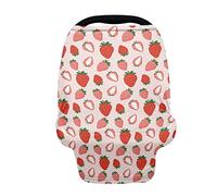 Coldinair Housse de siège de voiture rose fraise pour bébés filles, housse d'allaitement douce et extensible, auvent respirant pour siège auto pour bébé, housses de chariot/chaise haute/poussette