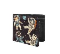 Coldinair Portefeuille en cuir pour garçons et adolescents, portefeuille à deux volets pour enfants et adolescents, Chat astronaute de dessin animé, Américain