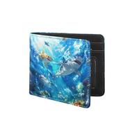 Coldinair Portefeuille en cuir pour garçons et adolescents, portefeuille à deux volets pour enfants et adolescents, Requins océaniques, Américain