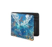Coldinair Portefeuille en cuir pour garçons et adolescents, portefeuille à deux volets pour enfants et adolescents, Requin sous-marin, Américain