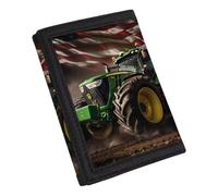 Coldinair Portefeuille en toile imprimée tendance pour adolescents, enfants, garçons et filles, portefeuille fin RFID à trois volets pour voyage, école, Tracteurs drapeau des États-Unis, One Size