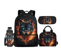 Coldinair Wolf Sac à dos d'écolier léger pour garçons de 8 à 10 ans 43,2 cm avec sac à dos pour bouteille d'eau