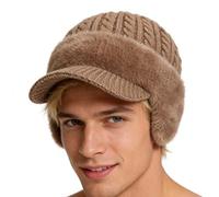 Coldshield Chapeaux tricotés bloquant le trappeur avec doublure en vison - Chapeaux de protection chauds en tricot qui couvrent entièrement la tête et les oreilles pour papa et bien-aimé, logo brodé