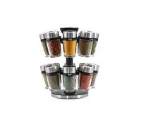 Cole & Mason Carrousel à épices Cambridge – 16 pots en verre, rotatif 360°, inox/verre