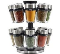 Cole & Mason Carrousel à épices Cambridge – 16 pots en verre, rotatif 360°, inox/verre