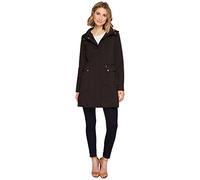 Cole Haan Packable Hooded Rain Jacket with Bow (Standard and Plus Size), Noir, S Femme