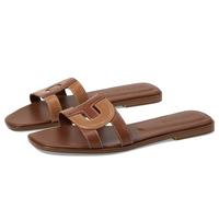 Cole Haan Women's Chrisee Sandals Flat, Dark Cuoio Pecan Leather, 38.5 EU