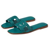 Cole Haan Women's Chrisee Sandals Flat, Green Jacket Lizard Print Leather, 38 EU