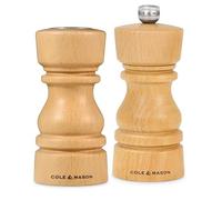 Cole & Mason Coffret Cadeau London Salière, Poivrière et Moulin, 130 mm / 5 po Hêtre Naturel, Mécanisme de Broyage Céramique Précis