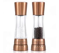 Cole & Mason H59418G Derwent Cuivre Moulins Sel et Poivre, Broyeur de Sel et Poivre Réglable, Inox/Acrylique, 190mm, Coffret Cadeau, Comprend 2 x Moulins