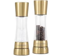 Cole & Mason H332019 Derwent Doré Moulins Sel et Poivre, Moulins à épices Broyeur de Sel et Poivre Réglable, Inox/Acrylique, 190mm, Coffret Cadeau, Comprend 2 x Moulins