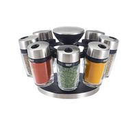 Cole & Mason H121807 Cambridge Carrousel à Épices et Herbes, 8 Pots en Verre, Étagère à Épices, Rotatif 360°, Présentoir à épices, Rangement épices, Pots à épices