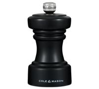 Cole & Mason H233060 Hoxton Moulin à sel en bois noir avec mécanisme céramique non corrodant, moulin à sel compact avec mouture réglable, bois de hêtre, 104 mm, moulin à assaisonnement, mécanisme
