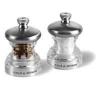 Cole & Mason H302418 Button | Moulins Sel et Poivre | Mouture Réglable/Compact | Acier Inoxydable/Acrylique | 65mm | Comprend 2 x Moulins | Garantie à Vie Du Mécanisme