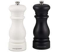 Cole & Mason H312008 Southwold Capstan, Ensemble de Moulins à Sel et à Poivre, 165mm, Blanc et Noir, Mouture Réglable, ABS
