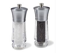 Cole & Mason H321913 Exford Nickel Brossé Moulins Sel et Poivre | Precision+/Mouture Réglable | Nickel/Acrylique | 160mm | Coffret Cadeau | Comprend 2 x Moulins | Garantie à Vie Du Mécanisme