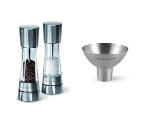 Cole & Mason H59408G Derwent Ensemble moulin à sel et poivre/Cole & Mason H611928CS Dover Entonnoir en acier inoxydable | Bundle