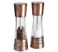 Cole & Mason H59418G Derwent Cuivre Moulins Sel et Poivre, Broyeur de Sel et Poivre Réglable, Inox/Acrylique, 190mm, Coffret Cadeau, Comprend 2 x Moulins