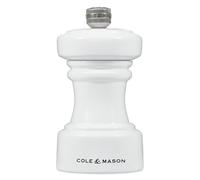 Cole & Mason Hoxton Moulin à poivre blanc brillant, mécanisme Precision+ Carbone, moulin à poivre compact avec mouture réglable, bois de hêtre, 104 mm, moulin à assaisonnement, mécanisme garanti à vie