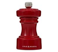 Cole & Mason Hoxton Moulin à poivre Precision + mécanisme carbone Rouge brillant Moulin à poivre compact avec mouture réglable Bois de hêtre 104 mm Moulin à assaisonnement Garantie à vie
