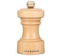Cole & Mason Hoxton Moulin à Sel en Bois Naturel, Broyeur Réglable, 10,4 cm | Petit Moulin a sel manuel, Broyeur céramique réglable, Bois de hêtre, Saliere, Moulin a epices, Mécanisme garanti à vie