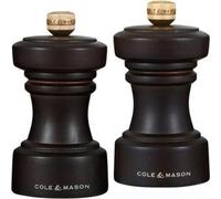 Cole & Mason Hoxton Moulin à sel et à poivre Set - Bois de hêtre foncé, Design moderne, 10,4 cm, Moulin de précision en boîte cadeau