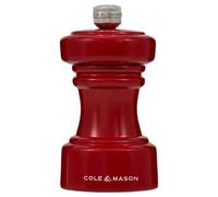 Cole & Mason Hoxton Moulin à sel rouge brillant, mécanisme en céramique non corrosif, moulin à sel compact avec broyage réglable, bois de hêtre, 104 mm, moulin à assaisonnement, mécanisme garanti à