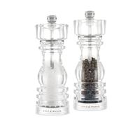 Cole & Mason London Ensemble de moulins à poivre et sel en acrylique 180 mm Precision+ Carbone/Céramique Moulins à sel et poivre avec mouture réglable Coffret cadeau