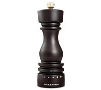 Cole & Mason London Moulin à Poivre Réglable, Mécanisme de précision+, Bois de hêtre chocolat, 6 Réglages de moutures, Gros à fin, Moulin à épices rechargeable, Manuel, 18 cm