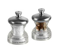 Cole & Mason H302418 Button | Moulins Sel et Poivre | Mouture Réglable/Compact | Acier Inoxydable/Acrylique | 65mm | Comprend 2 x Moulins | Garantie à Vie Du Mécanisme