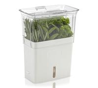 Cole & Mason Tealby Boîte à Herbes Aromatiques avec Réservoir d'Eau | Pot de Rangement/Conservation d’Herbes, Séparateurs Amovibles, pour Réfrigérateur, Cuisine, Balcon, Jardin, Blanc/Transparent