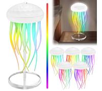 COLEESON Lampe Méduse, Lampe Méduse Lumineuse avec Commande Vocale, 7 Couleurs Changeantes, USB pour salon, chambre, décoration de bureau, cadeau de Noël | Switch Off | Turn On (B)