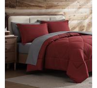 Coleman Parure de lit réversible dans Un Sac - Options de Couleur Double Face, Couette Toutes Saisons + taies d'oreiller + draps - Parfaite pour la Maison, la Cabine ou Le Camping, Bordeaux/Gris