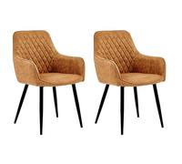 Colenis® - Beverly - Cognac - Lot de 2 - Chaise de Salle à Manger Moderne Chaise de Cuisine en Microfibre et métal