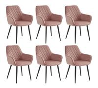 COLENIS® - Beverly - Rose - Lot de 6 - Chaise de Salle à Manger Moderne Chaise de Cuisine en Velours et métal