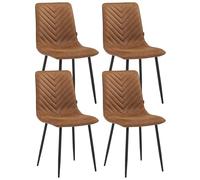 Colenis Chaise Salle à Manger, Lot de 4, Microfibre Cognac, Style Industriel, Assise rembourrée, Dossier Ergonomique, Pieds métal Noir, Design Moderne, Montage Facile,Senny