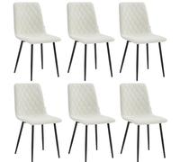 Colenis Chaise Salle à Manger, Lot de 6, Tissu en Bouclé, Blanc, Style Contemporain Chic, Chaise Confortable, Assise Stable, métal Noir,Elise
