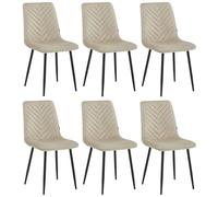 Colenis Chaise Salle à Manger, Lot de 6, Velours Beige, Style Contemporain, Assise Confortable, Pieds métal Noir, Chaise élégante,Senny