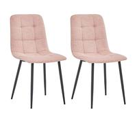Colenis Chaises de Salle à Manger Ela, Lin, Rose, Lot de 2, Chaise de Cuisine, Pieds en métal Stable, Chaise Chambre à Coucher, Chaise Salon
