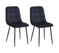 Colenis® Chaises de Salle à Manger Ela, Lot de 2, Noir, Velours, Chaise de Cuisine, Pieds en métal Stable