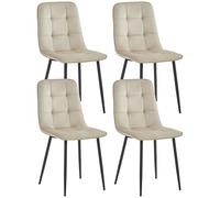 Colenis® - Chaises de Salle à Manger Ela - Lot de 4 - Beige - Velours - Chaise de Cuisine