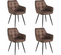 Colenis® - Chaises de Salle à Manger Oriana - Marron - Lot de 4 - Moderne Chaise, Microfibre, Pieds en métal, accoudoir