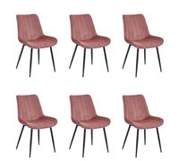 Colenis® - Chaises Salle à Manger Verta - Lot de 6 - Rose - Velours - Chaise de Salle de Bureau, Chaises de Cuisine - Pieds en Métal