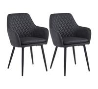 Colenis® - Laura Chaise de Salle à Manger - Lot de 2 - Anthracite - Microfibre - Design - Chaise de Cuisine - Assise rembourrée en - Pieds en métal