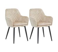 Colenis® - Laura Chaise de Salle à Manger - Lot de 2 - Beige - Velours Adoré - Design - Chaise de Cuisine - Assise rembourrée en - Pieds en métal