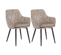 Colenis® - Laura Chaise de Salle à Manger - Lot de 2 - Champagne - Velours Adoré - Design - Chaise de Cuisine - Assise rembourrée en - Pieds en métal