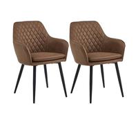 Colenis® - Laura Chaise de Salle à Manger - Lot de 2 - Cognac - Microfibre - Design - Chaise de Cuisine - Assise rembourrée en - Pieds en métal