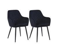 Colenis® - Laura Chaise de Salle à Manger - Lot de 2 - Noir - Velours - Design - Chaise de Cuisine - Assise rembourrée en - Pieds en métal