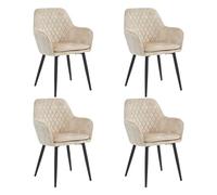 Colenis® - Laura Chaise de Salle à Manger - Lot de 4 - Beige - Velours Adoré - Design - Chaise de Cuisine - Assise rembourrée en - Pieds en métal